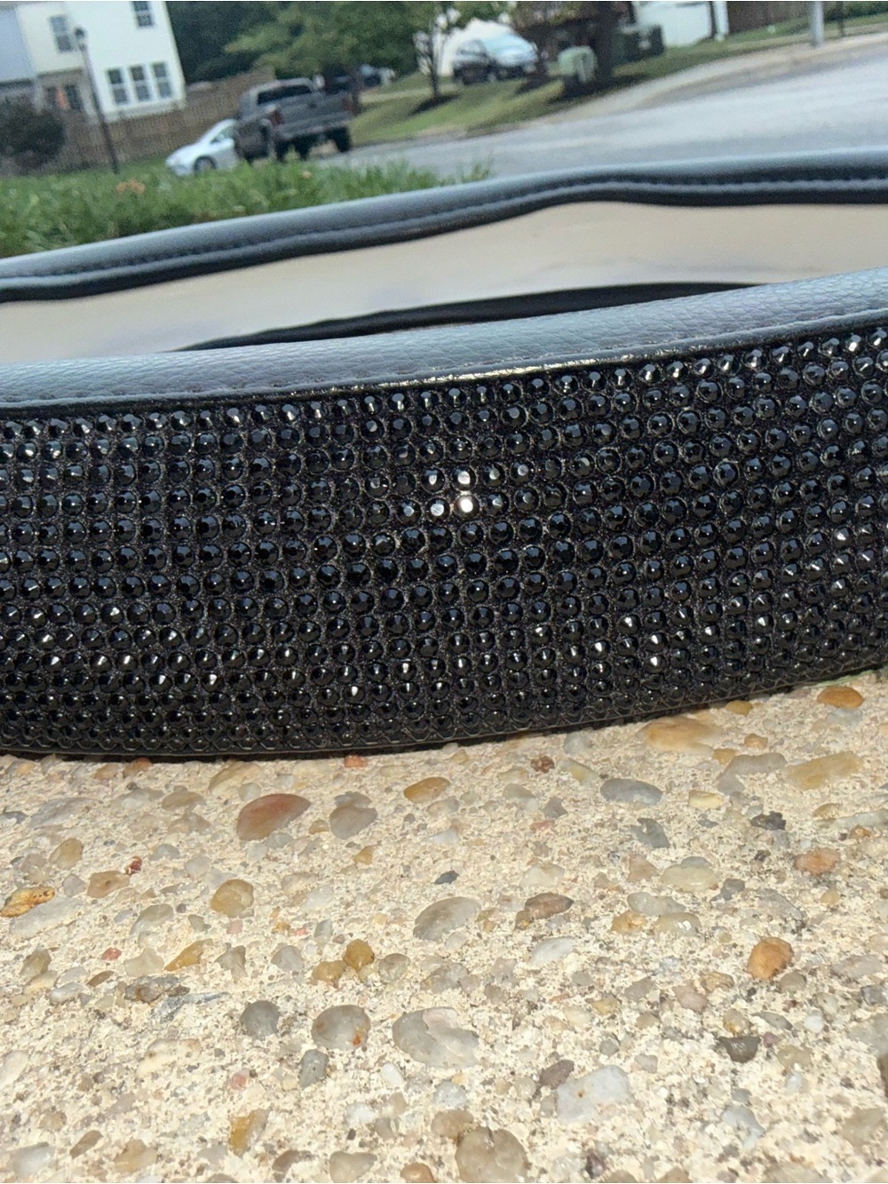 Amazon Black Rhinestone Leather Steering Wheel Cover